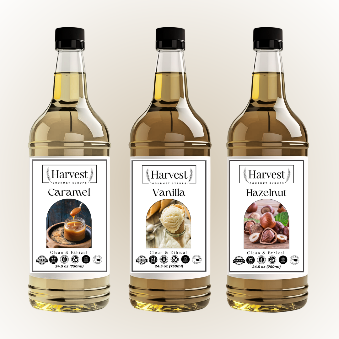 Café Classic Syrup 3-Pack | Vanilla, Caramel & Hazelnut | Harvest Syrups
